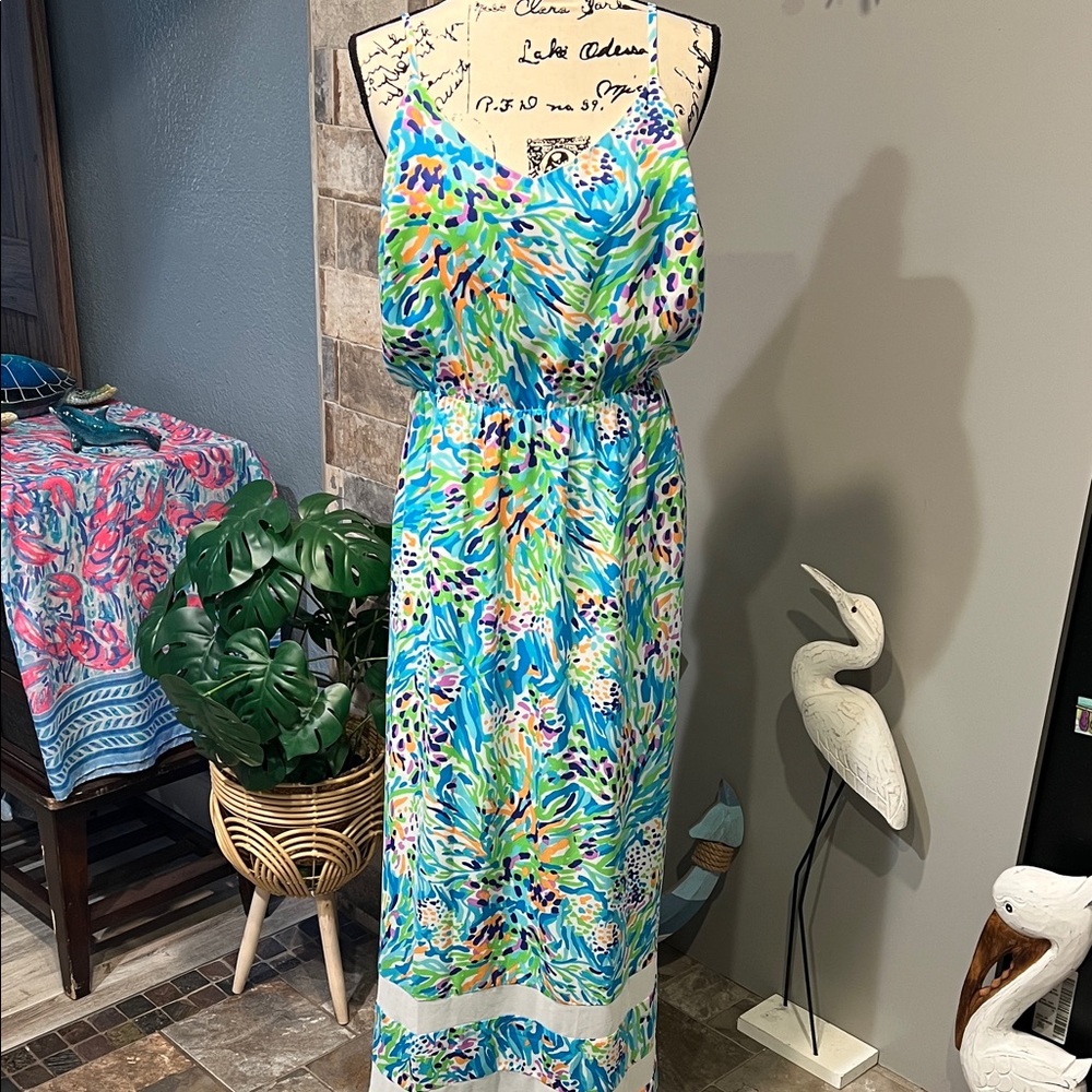 Lilly Pulitzer Deanna Maxi Dress Sea Soiree Large